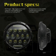 2X 7 Inch Round 200W Jeep Wrangler Headlights Hi/Lo for 1997-2017 JK TJ LJ