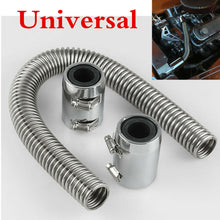24" Stainless Steel Chrome Radiator Flex Coolant Water Hose Kit w/Radiator Cover