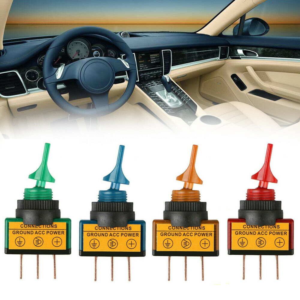 4x Rocker Switch Toggle Led Light 12V Car Auto Boat Round On/Off SPST 20 AMP