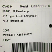 2008 Mercedes-Benz W211 E350 Right Passenger Headlamp Headlight Halogen OEM