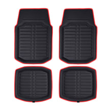 PU Leather Floor Mats for Auto Car SUV Van Deep Tray Waterproof Black Red