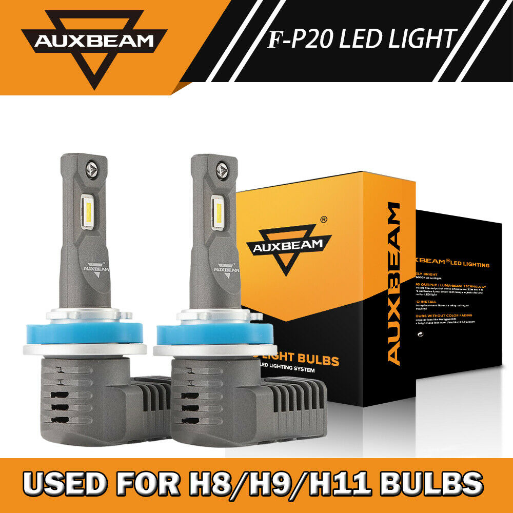 AUXBEAM H11 H8 H9 LED Headlight 5000LM HID White Light Kit Low Beam Bulbs 6500K