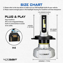 NOVSIGHT 10000LM H4/HB2/9003 LED Headlight Bulbs Dual Hi/Lo Kit 6500K Cool White
