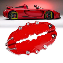 3D 4PCS Car Universal Disc Brake Caliper Covers Front & Rear Kit w/Keyring Red