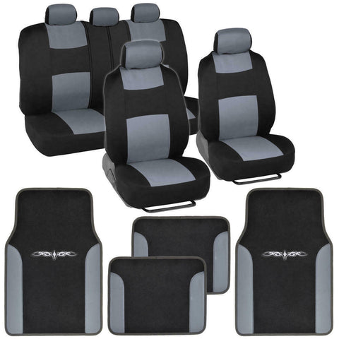 Automobile Seat Covers and Carpet/Vinyl Trim Floor Mats for Car SUV Van Blk/Gray