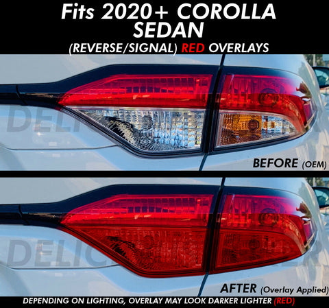 Fits 2020 Corolla RED Rear Tail Light Reverse Signal PreCut Overlays Vinyl SEDAN