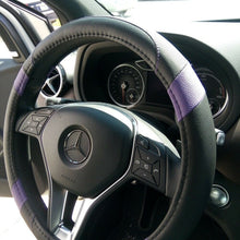 2019 Black & Purple Slip-On Style PU Steering Wheel Cover Perfect Fit Non-Slip