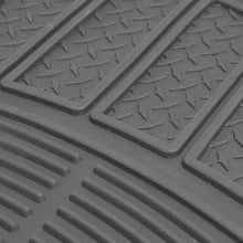 Gray All Weather Rubber Car Floor Mats - Heavy Duty Ridges Diamond Grid Heelpad