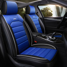 US 5-Seats 5D Car Sit Cover PU Leather Front Rear Universal Blue Car Accessories