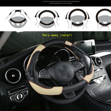 Car 38cm PU Leather Steering Wheel Cover Environmental Non-slip Black/ Beige