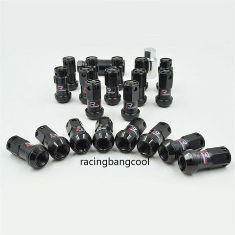 20pcs/set R40 Style Black Racing Composite 44mm M12x1.25 Car Wheel Rims Lug Nuts