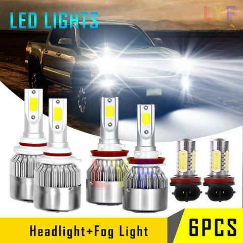 For 2016-2020 Toyota Tacoma Led Headlight Hi/Lo+Fog light bulbs Combo White 6pcs