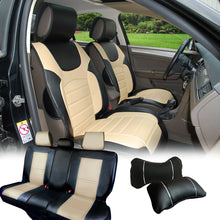 PU Leather Car 5 Seats Covers Cushion Front & Rear Rouge 88255 Bk/Tan