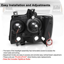 For 07-14 Chevy Avalanche/Suburban/Tahoe Black LED TUBE DRL Projector Headlight