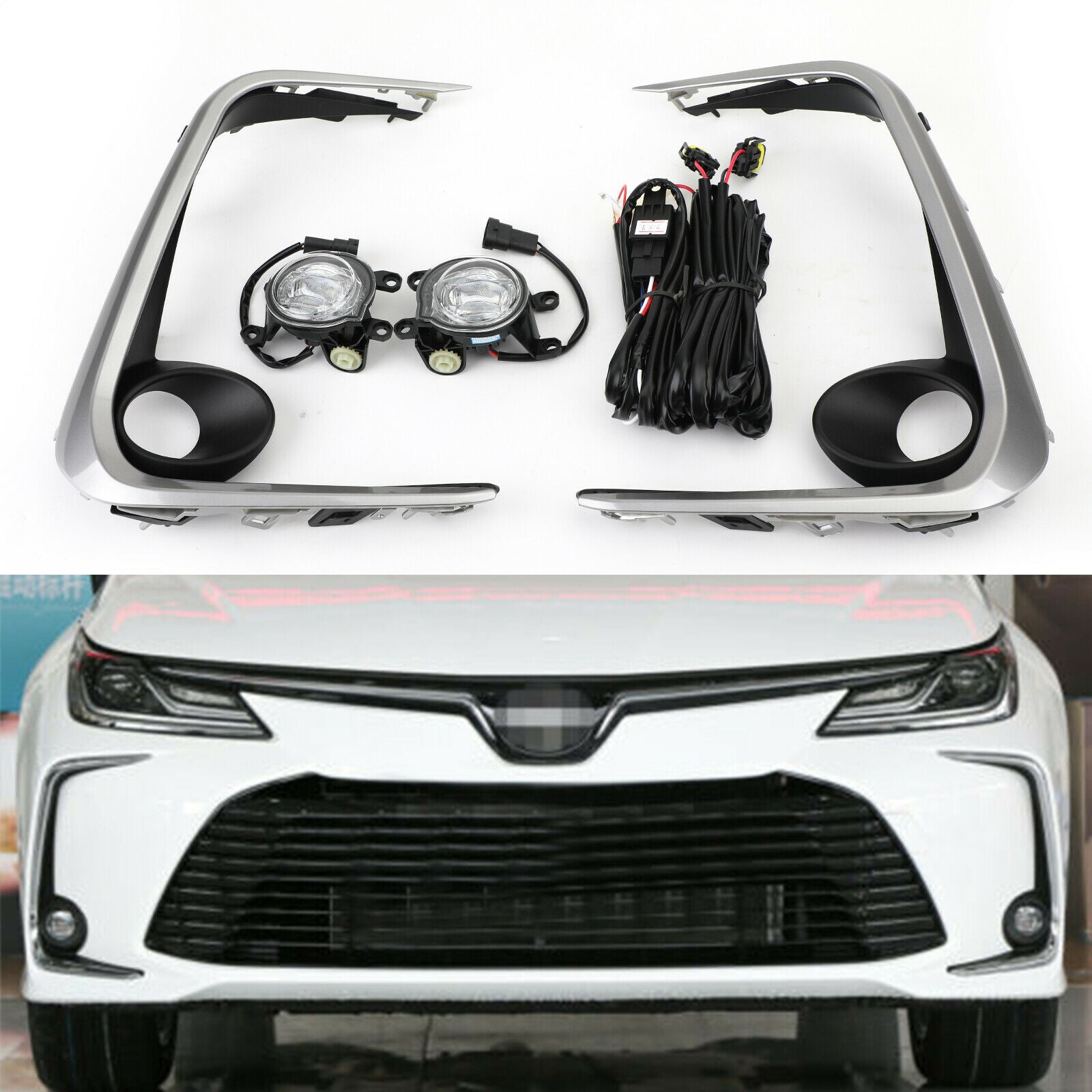 Bumper LED Fog Light Kit Driving Lamp Wiring Switch Fits Toyota Corolla 2019-20