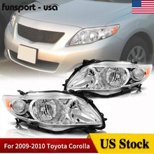 For 2009-2010 Toyota Corolla Chrome Housing Amber Corner Headlights Headlamp Set