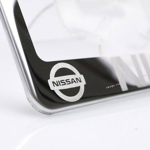 Mirror Polished Stainless Steel Laser Engraved License Plate Holder fits Nissan