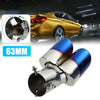 1x Blue Burnt Rear Dual Exhaust Pipes Tail Muffler Tip Tail Throat Car Accessory