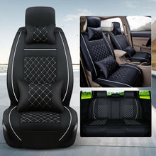 Universal PU Leather 5-Seat Car Seat Cover w/Pillow Full Set Front+Rear Cushions