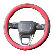 Black&Red 38cm Leather Car SUV Steering Wheel Cover Anti-slip Breathable Soft US