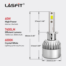 2x LASFIT H1 LED Light Bulbs High Beam Headlight 60W 7600LM 6000K Super Bright