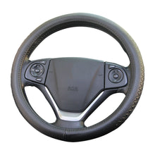 38CM Genuine Leather Car Steering Wheel Cover Breathable Hole Non-Slip Soft Grip