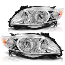 For 2009-2010 Toyota Corolla Chrome Housing Amber Corner Headlights Headlamp Set