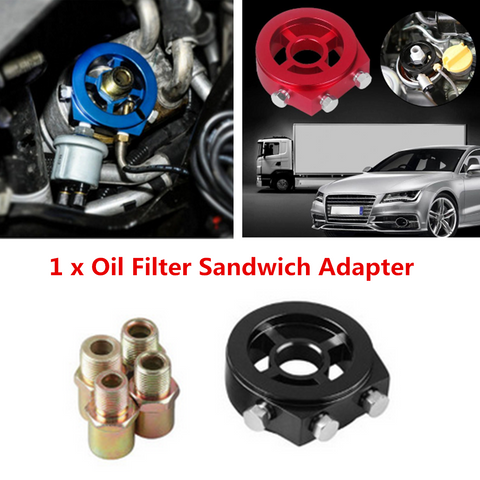 1/8 NPT Universal Aluminum Car Oil Filter Cooler Sandwich Plate Adapter Black