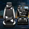 Black&White PU Leather Car Seat Covers 5-Sit Front Rear Cushions Protect 4Season