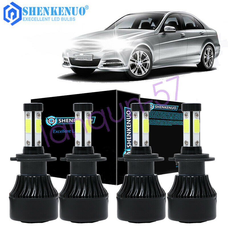 For Mercedes-Benz C250 C300 C350 Combo H7 High Low Beam LED Headlight Bulbs