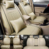 US 5-Seats PU Leather Car Seat Covers Front+Rear Cushion W/Pillows Protector Set