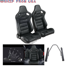 Universal PU Leather Racing Sport Seat Reclinable Seats W/ 2 Sliders US Stock