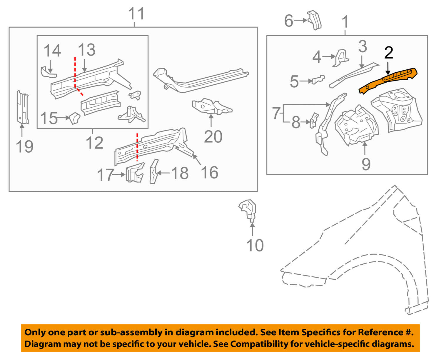 TOYOTA OEM 16-18 Prius Fender-Upper Rail Apron Panel Cover Left 5373247020