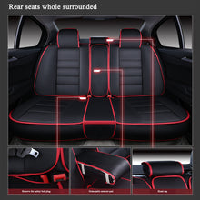 Deluxe PU leather Full Car Seat Cover 5-Seats Front+Rear Cushion W/Pillow Size L