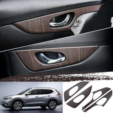 For Nissan Rogue 2014-2020 ABS Peach Wood grain Car inner door handle panel Trim