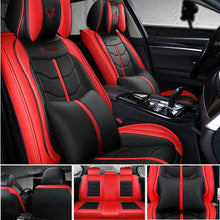 Deluxe 6D Blue Automotive Interior Cushion Leather 5-Seats Cover Set Full Wrap