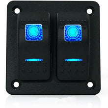 2 Gang Toggle Rocker Switch Panel w/Blue LED For Car Boat Marine RV Truck Yacht