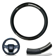 1X Black Carbon Fiber PU Leather Steering Wheel Cover 15" Anti-slip Protector B1