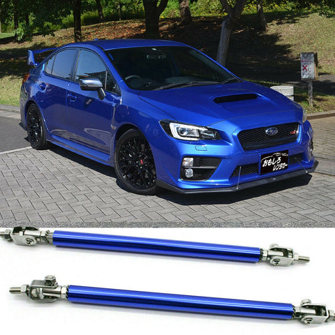 Blue Adjustable Bumper Lip Splitter Strut Rod Tie Support Bar for Subaru WRX Sti