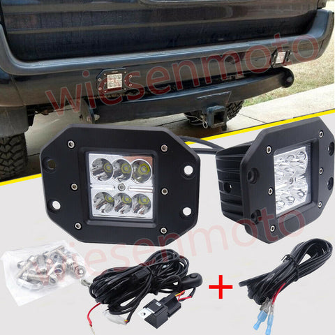 Fit Nissan Truck SUV Offroad Rear Bumper Flush Mount 24W LED Cube Light Pod Kits
