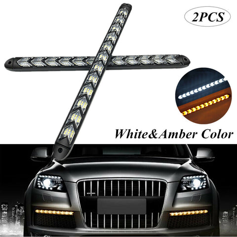 2x Car Flexible Daytime Lamp LED Flowing Light Waterproof Strip DRL Turn Signal