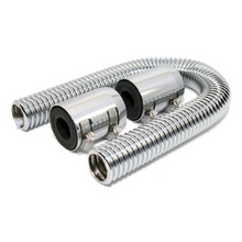 24" Stainless Steel Chrome Radiator Flex Coolant Water Hose Kit w/Radiator Cover