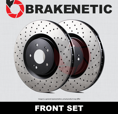 [FRONT SET] BRAKENETIC PREMIUM Cross DRILLED Brake Disc Rotors BNP44206.CD