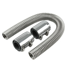 24" Stainless Steel Chrome Radiator Flex Coolant Water Hose Kit w/Radiator Cover