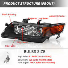 for 2004-2005 Acura TSX Black Projector Headlights Headlamps Assembly Left+Right