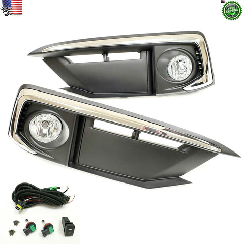 Chrome Clear Lens Fog Light Kit For 2019-2020 Civic 2/4DR with Bezel Switch Wire
