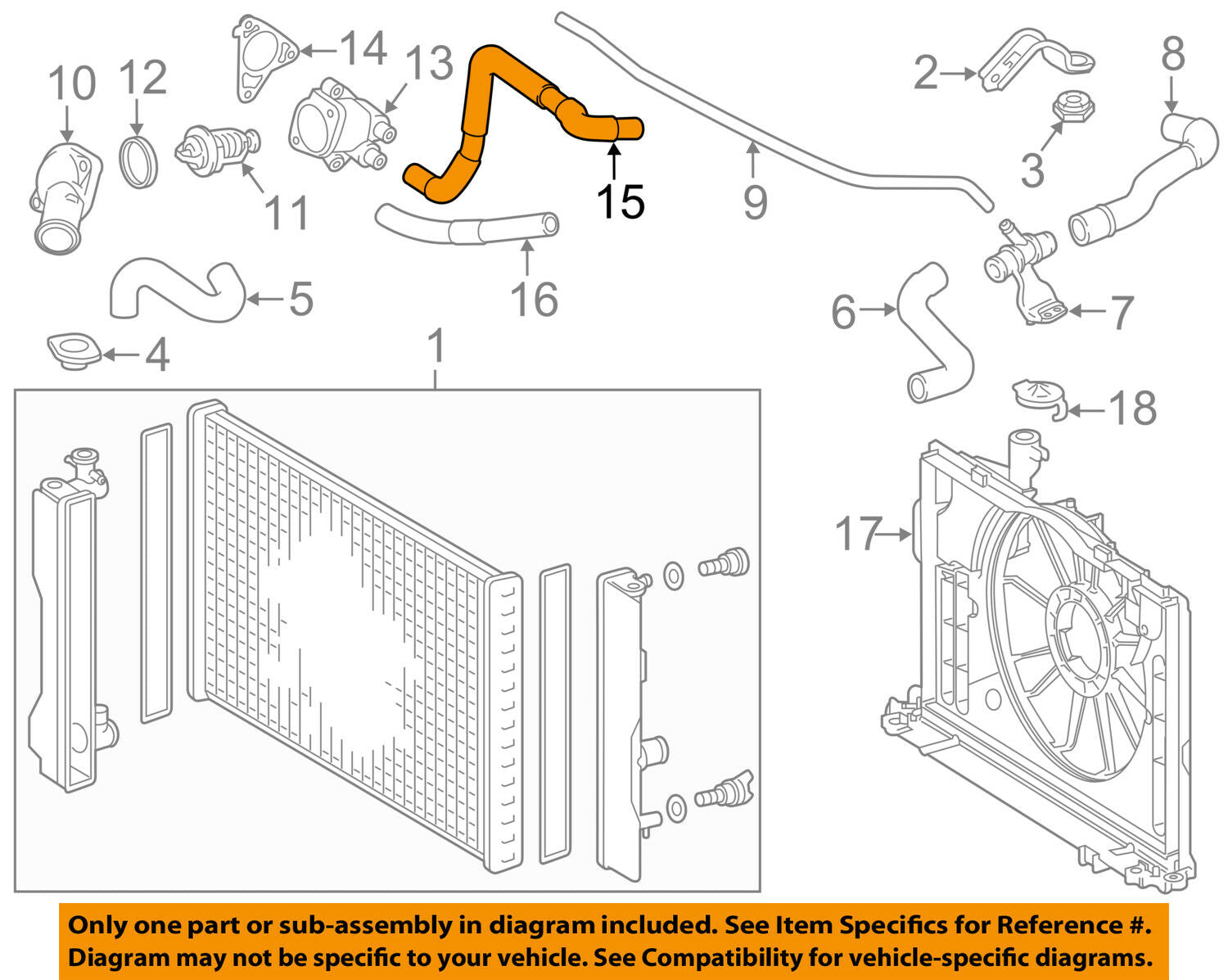 TOYOTA OEM 14-16 Corolla 1.8L-L4 Radiator-Upper Inlet Hose 162620T060