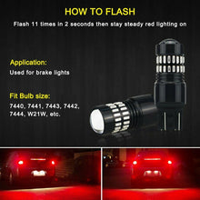 4X Red 7443 7440 LED Strobe Flashing Blinking Brake Light Tail Stop Parking Bulb