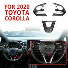 3pcs For 2020 Toyota Corolla Carbon Fiber Style Steering Wheel Frame Cover Trim