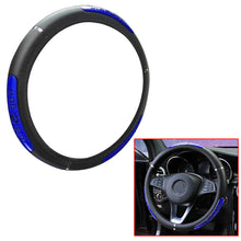 Black Blue PU Leather Car Steering Wheel Cover Anti-slip Protector For 37cm-38cm